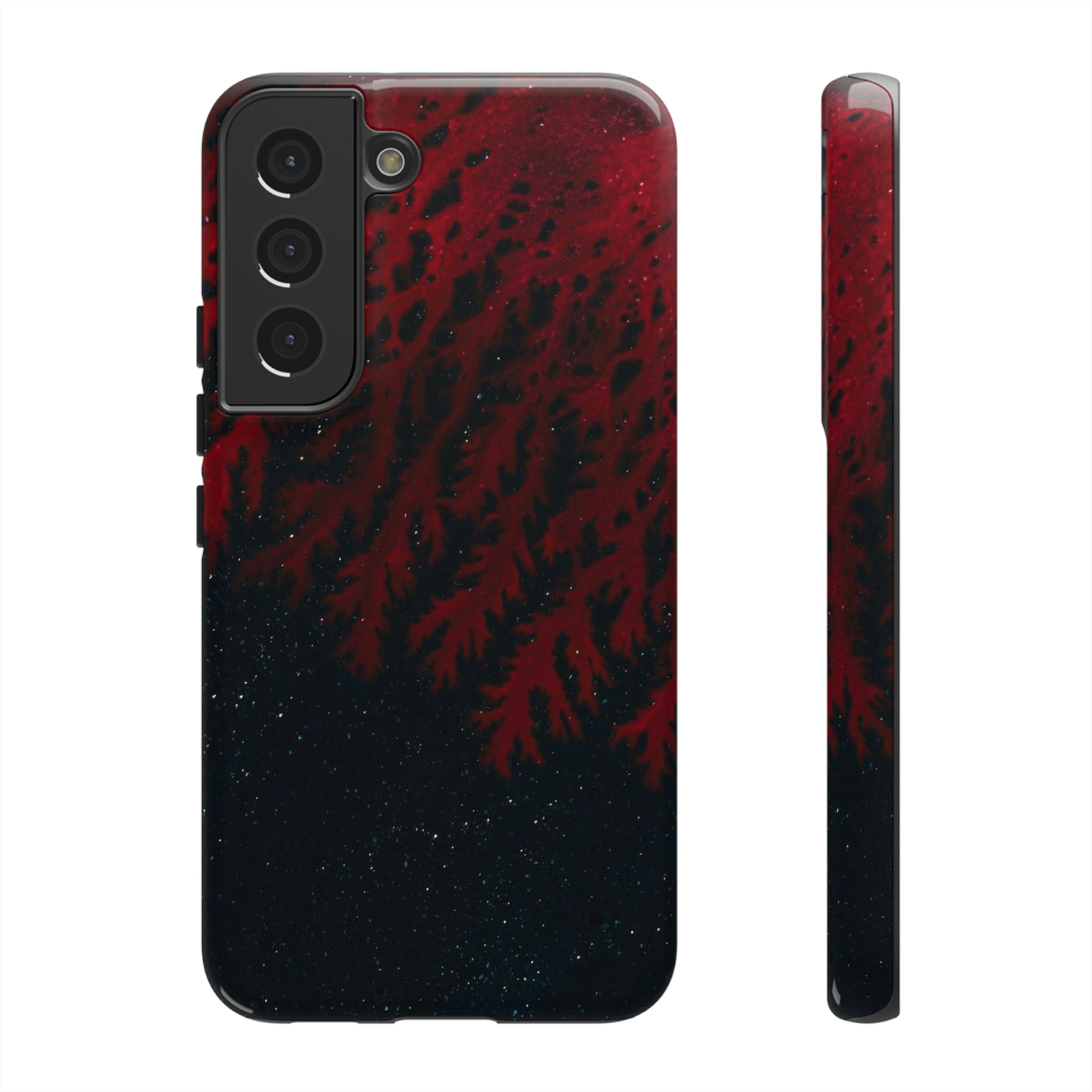 Dark Red Space Ink Art Android Case (Protective) Samsung Galaxy S22 Glossy Phone Case