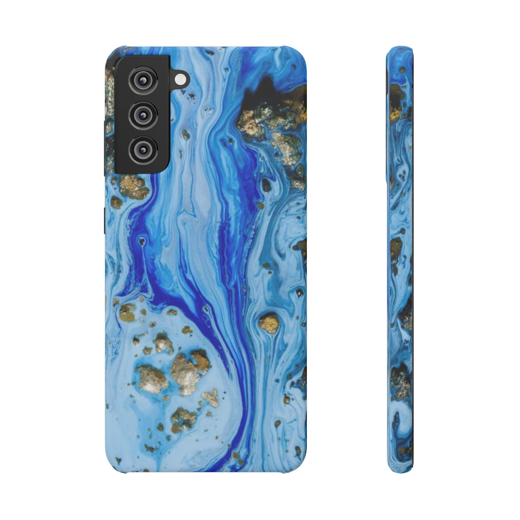 Blue Ice Ink Art Android Case (Slim) Samsung Galaxy S21 Matte Phone Case