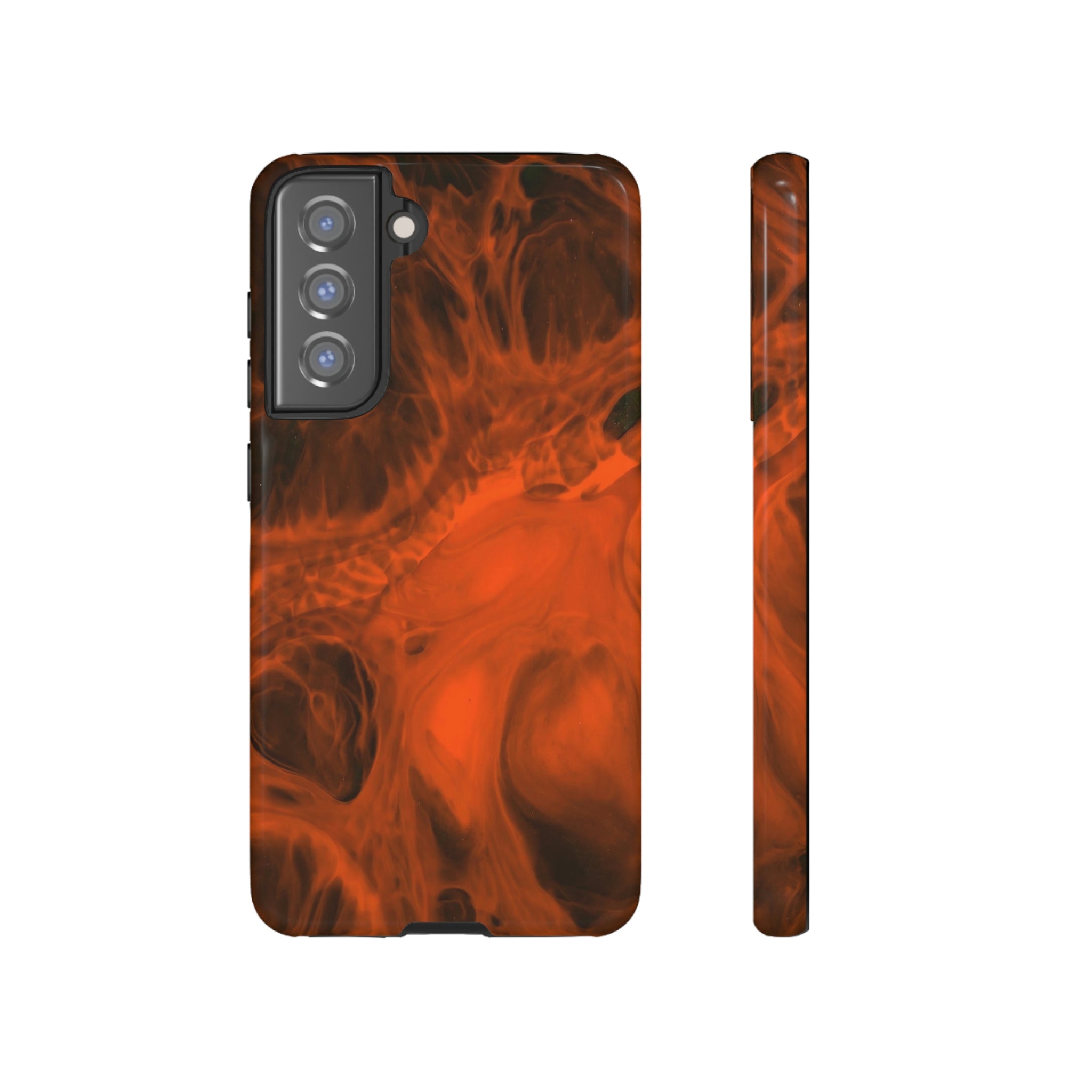 Red Flame Ink Art Android Case (Protective) Samsung Galaxy S21 FE Glossy Phone Case