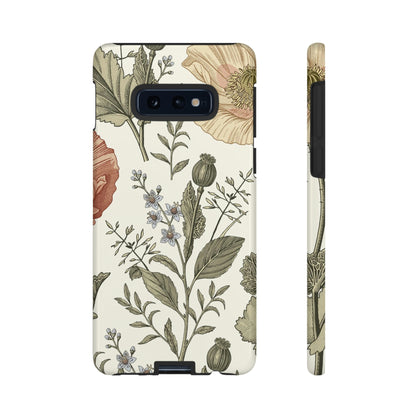 Poppy Brown Vintage Flower Samsung Case (Protective) Samsung Galaxy S10E Glossy Phone Case