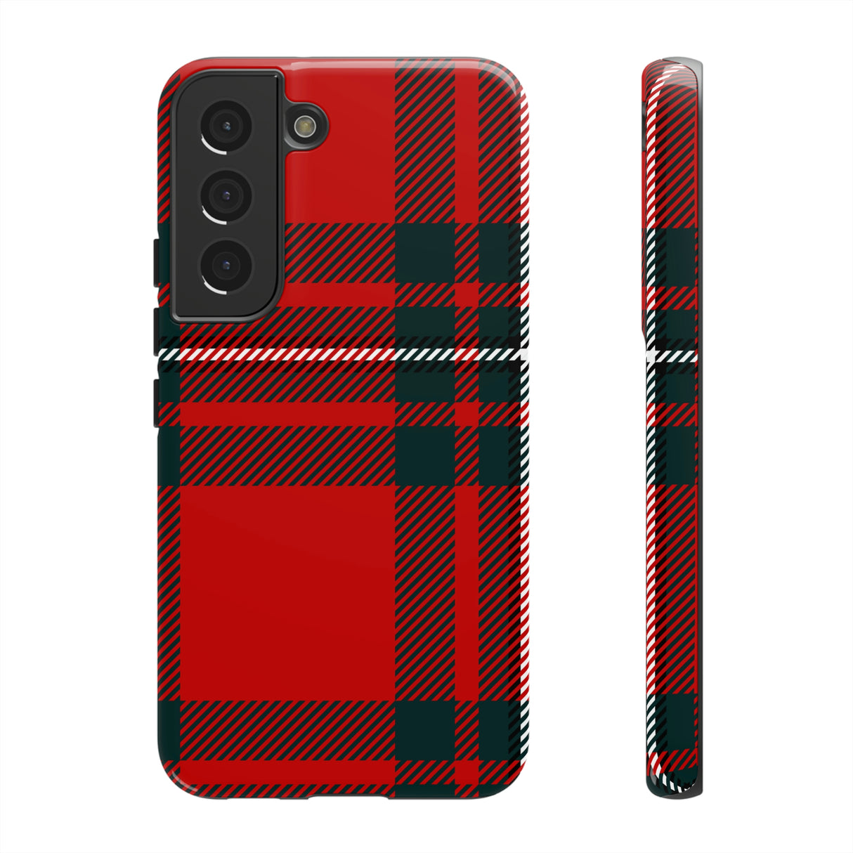 Plaid Pattern Red Android Case (Protective) Samsung Galaxy S22 Glossy Phone Case