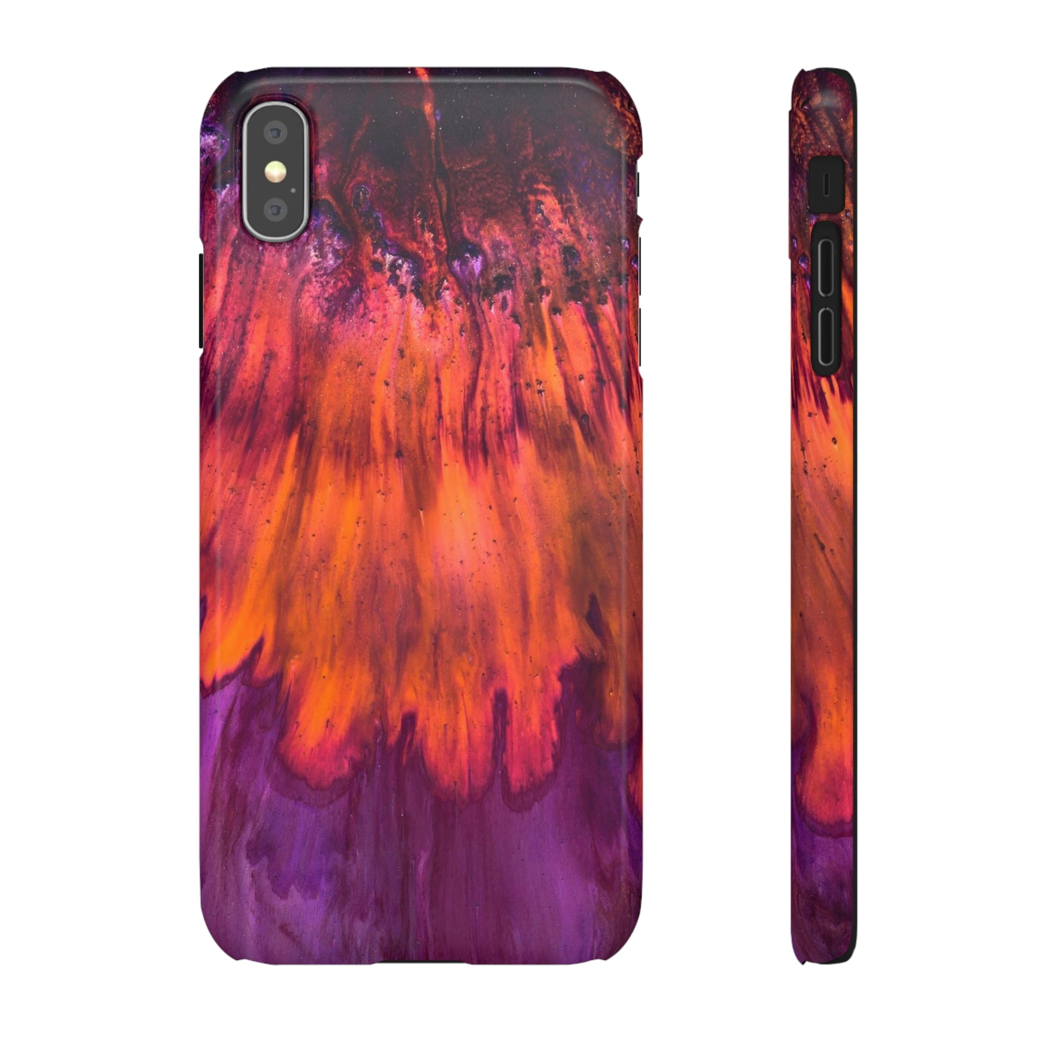 Orange Flow Ink Art iPhone Case (Slim) iPhone XS MAX Glossy Phone Case