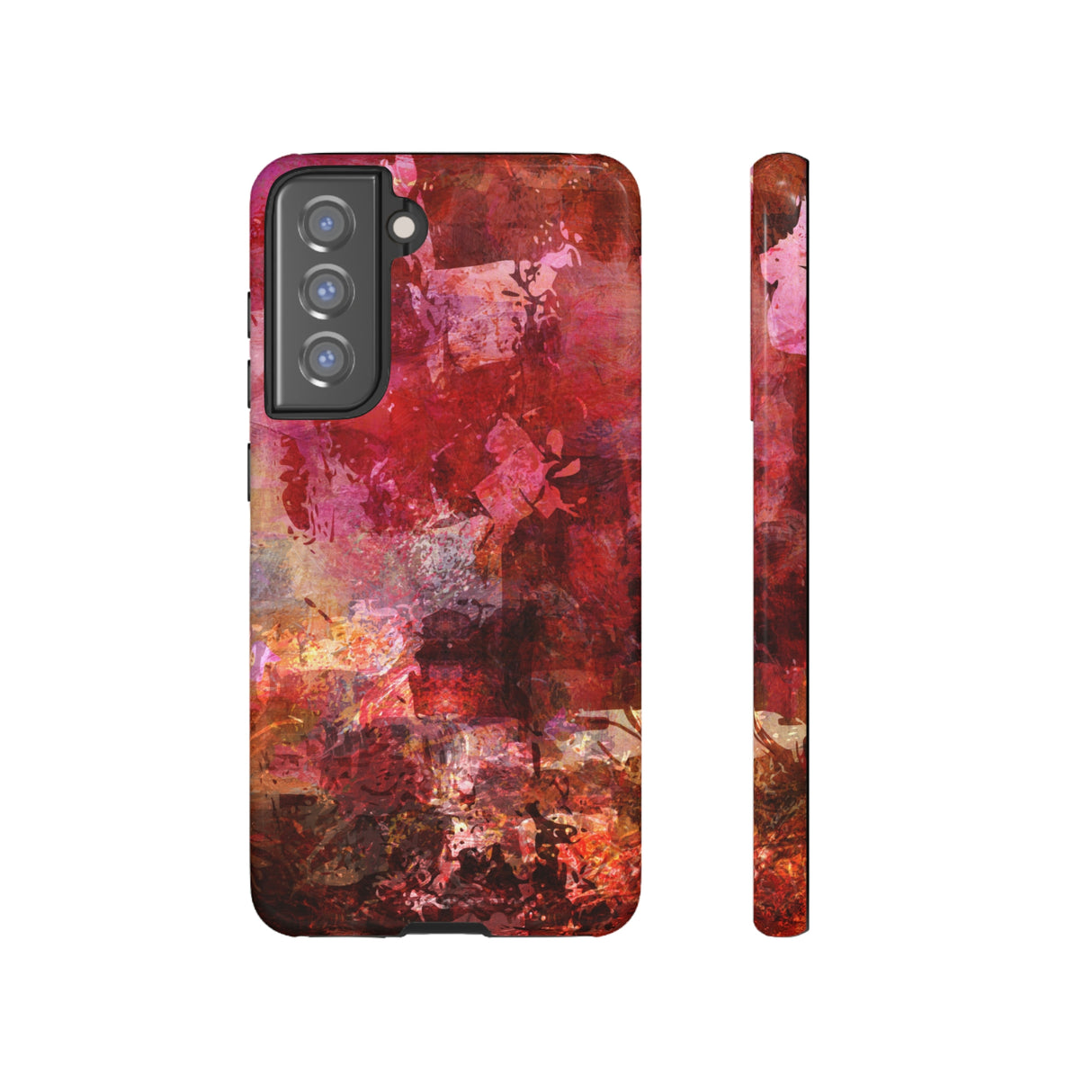 Red Grunge Android Case (Protective) Samsung Galaxy S21 FE Glossy Phone Case