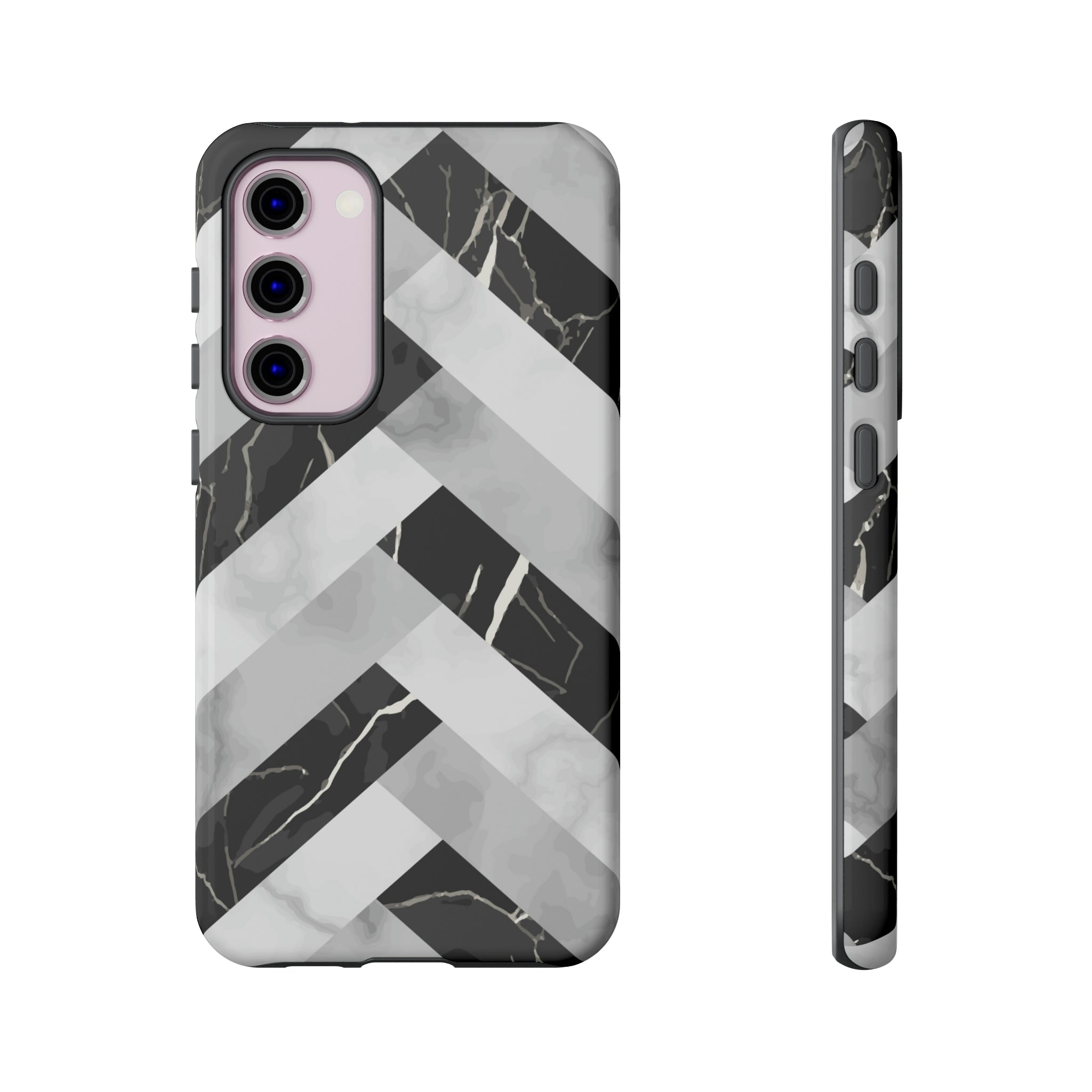 Grey Herringbone Android Case (Protective) Samsung Galaxy S23 Plus Glossy Phone Case