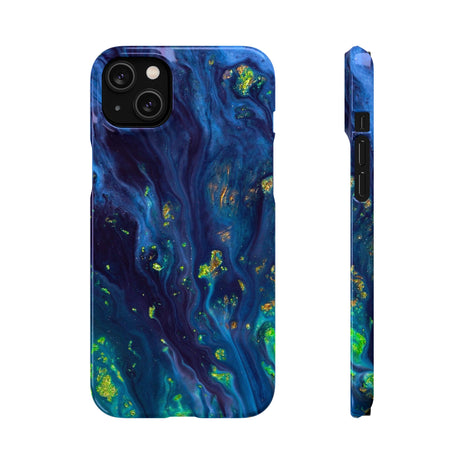 Green Opal Ink Art iPhone Case (Slim) iPhone 14 Plus Glossy Phone Case