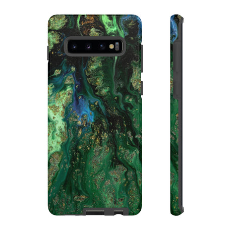 Green Liquid Marble Ink Art Android Case (Protective) Samsung Galaxy S10 Plus Glossy Phone Case