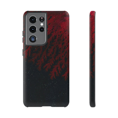 Dark Red Space Ink Art Android Case (Protective) Samsung Galaxy S21 Ultra Matte Phone Case