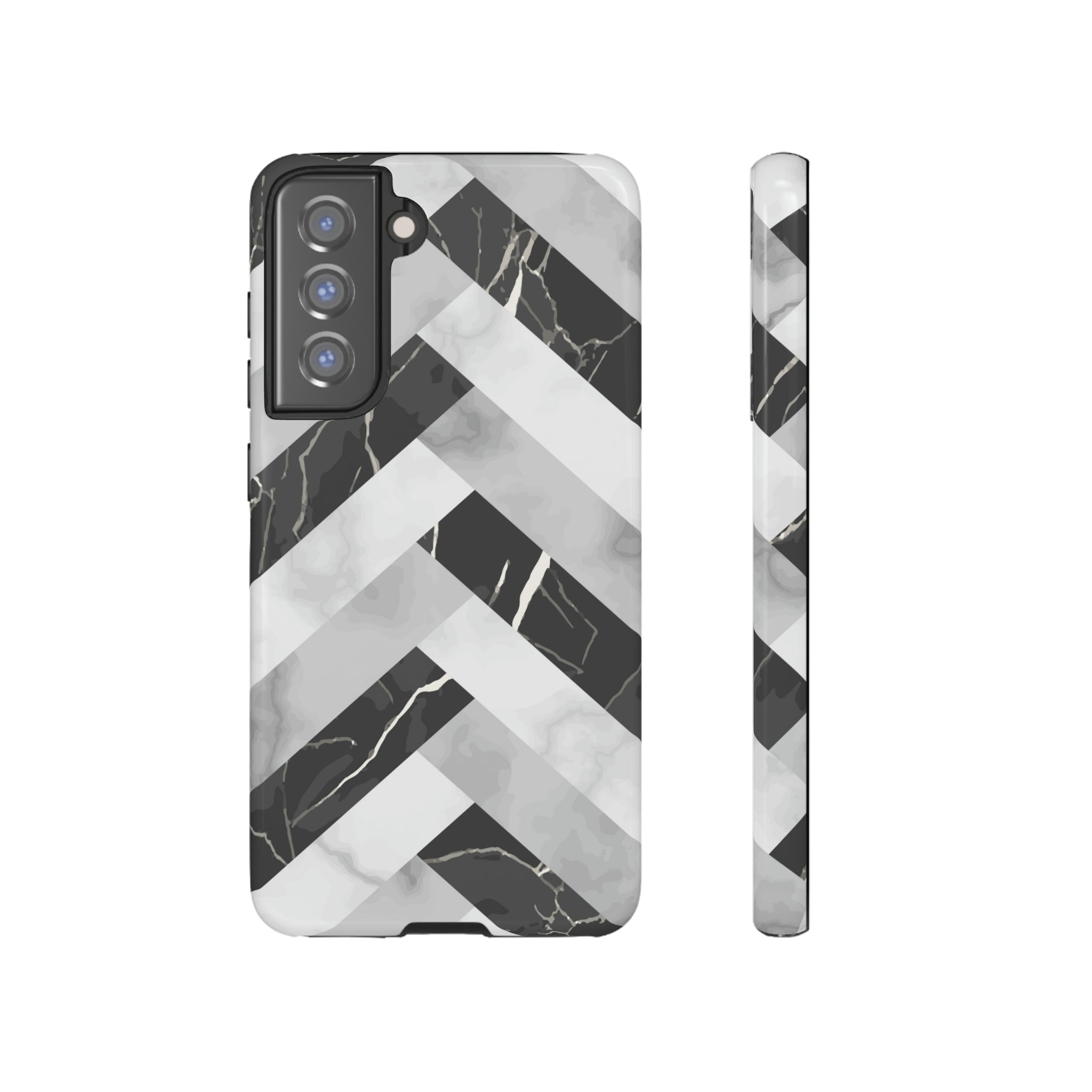 Grey Herringbone Android Case (Protective) Samsung Galaxy S21 FE Glossy Phone Case