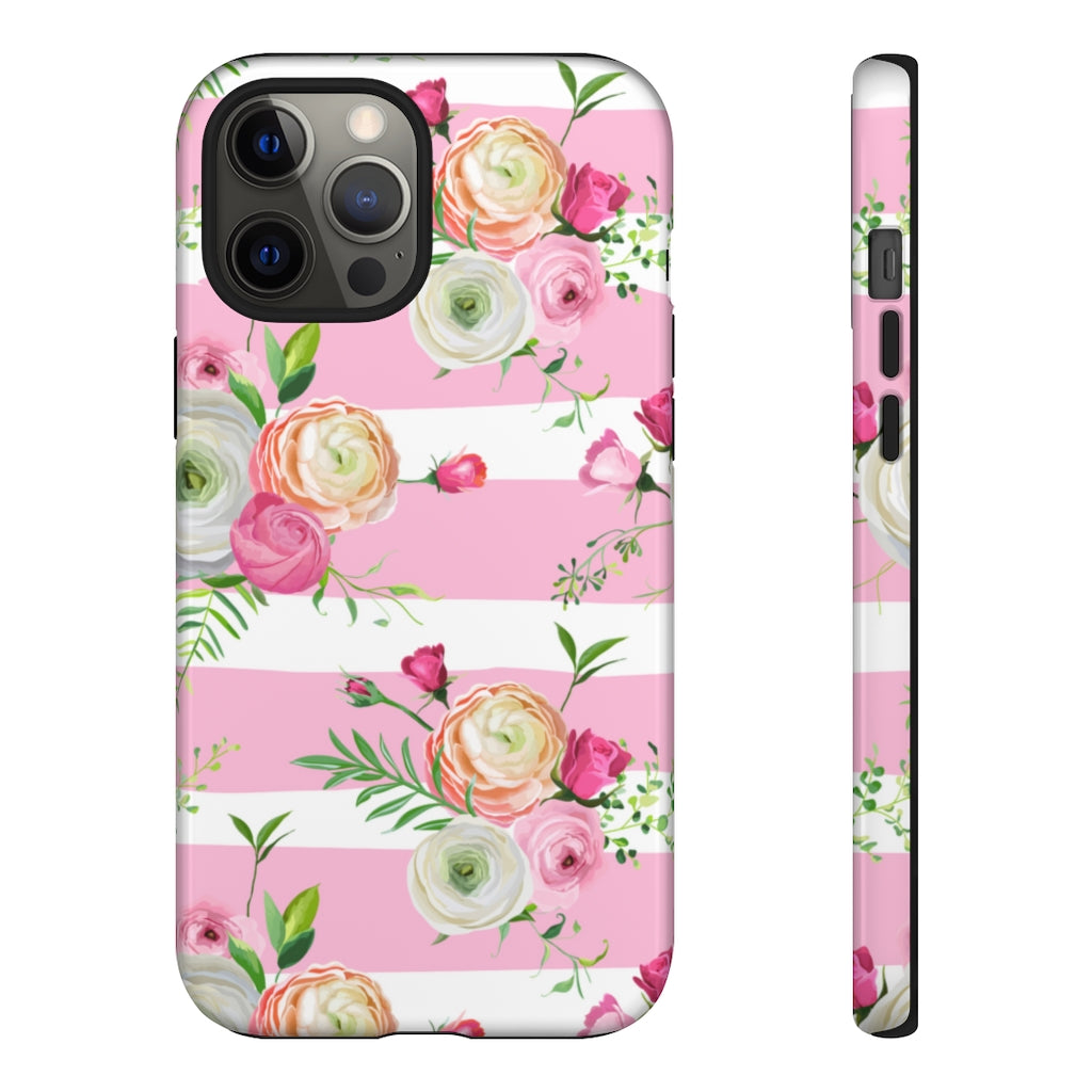 Pink Roses and Ranunculus Flowers iPhone Case (Protective) iPhone 12 Pro Max Glossy Phone Case