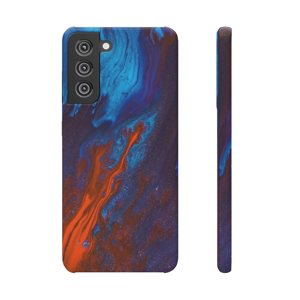 Orange Flame Ink Art Android Case (Slim) Samsung S21 FE Glossy Phone Case