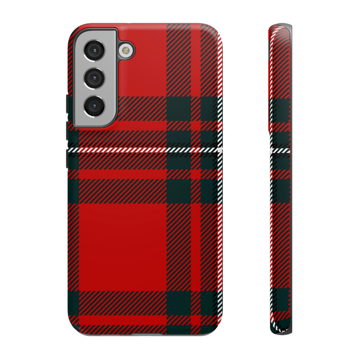 Plaid Pattern Red Android Case (Protective) Samsung Galaxy S22 Plus Matte Phone Case