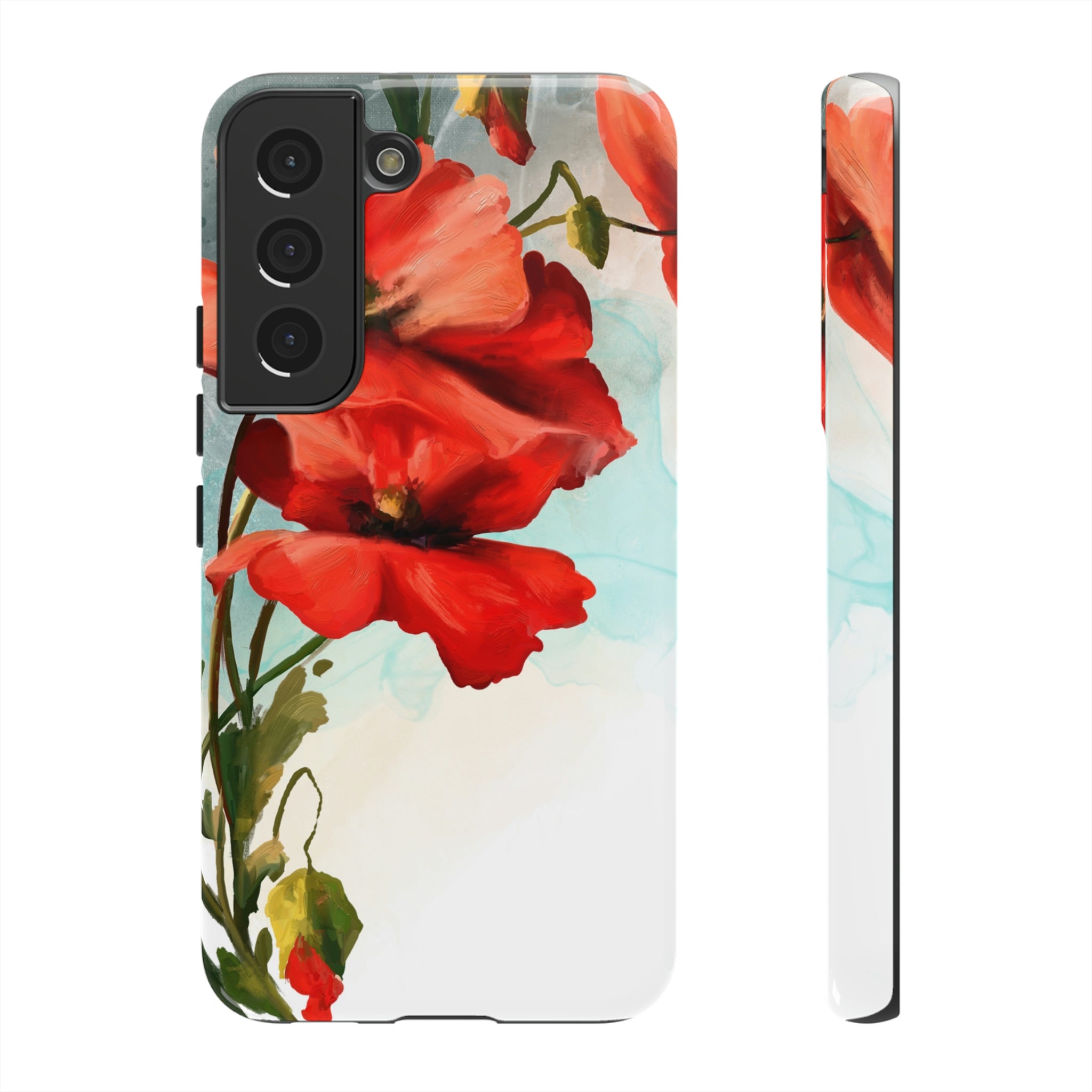 Poppy Flower Drawing Android Case (Protective) Samsung Galaxy S22 Glossy Phone Case