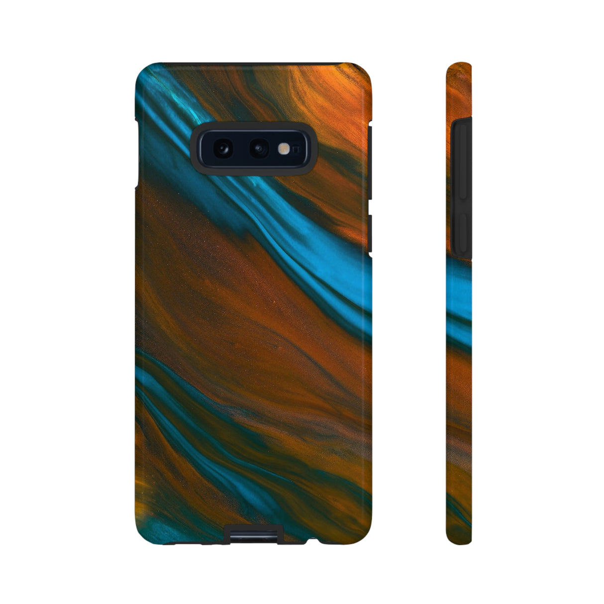 Orange Swipes Ink Art Android Case (Protective) Samsung Galaxy S10E Glossy Phone Case