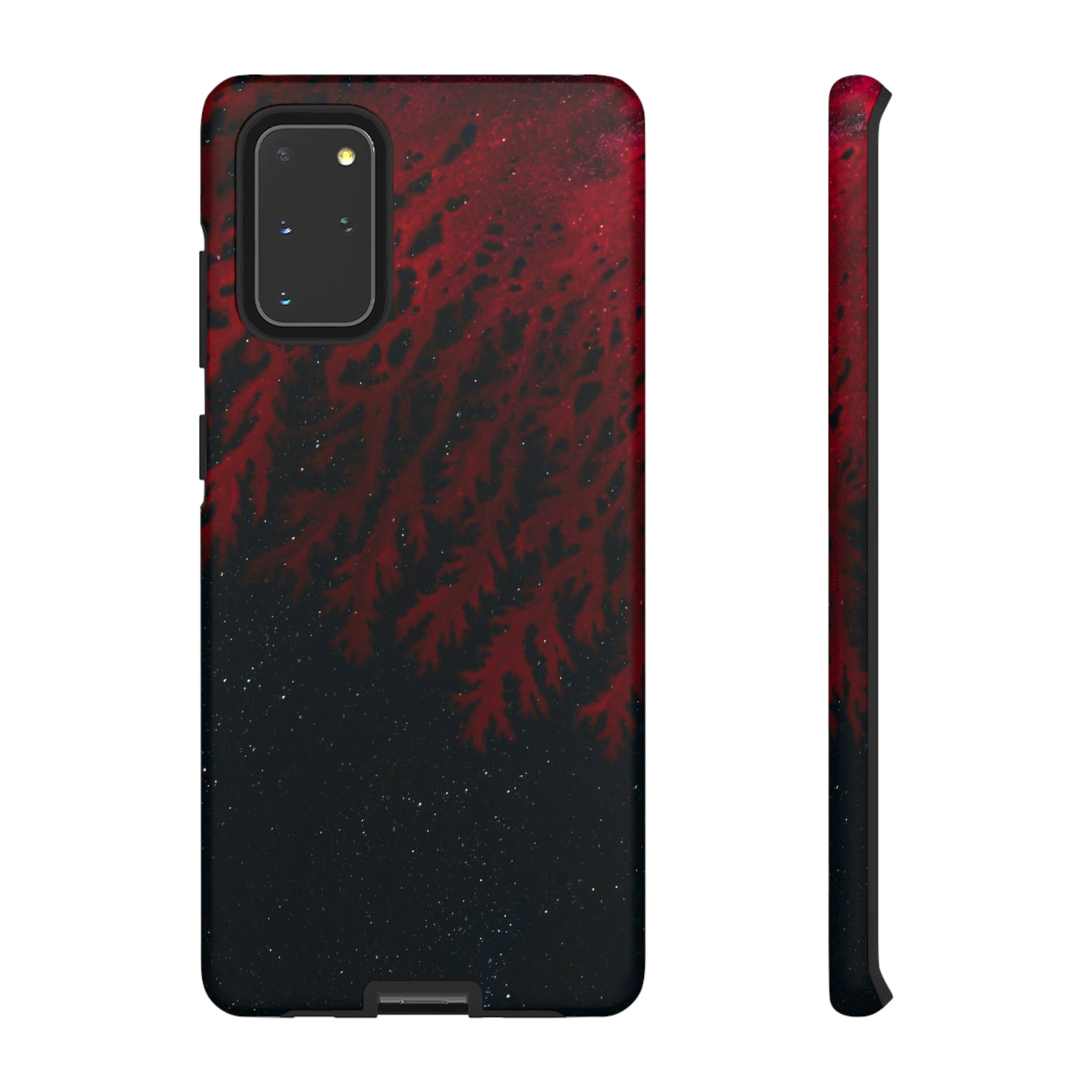 Dark Red Space Ink Art Android Case (Protective) Samsung Galaxy S20+ Matte Phone Case