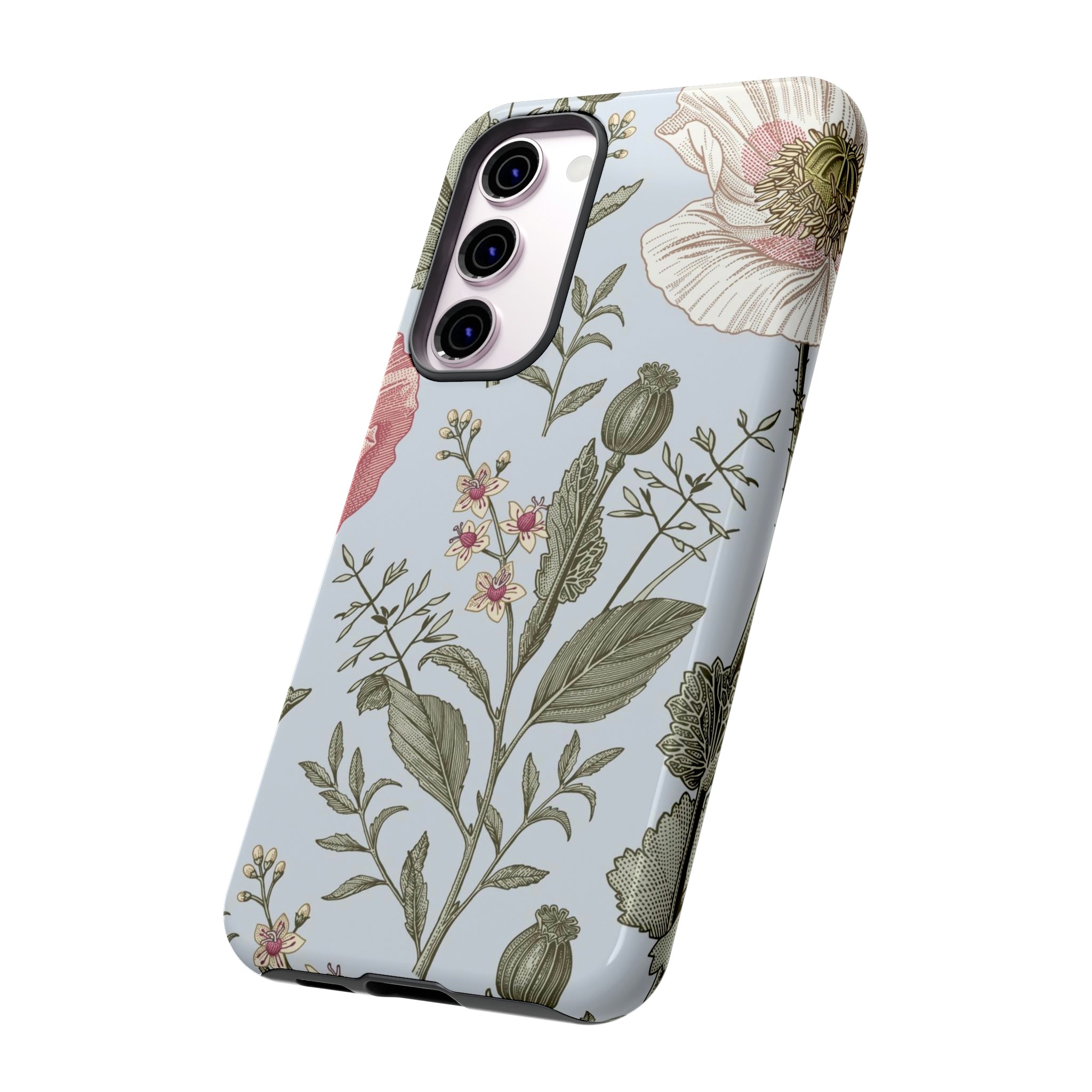 Poppy Blue Vintage Flower Samsung Case (Protective) Phone Case