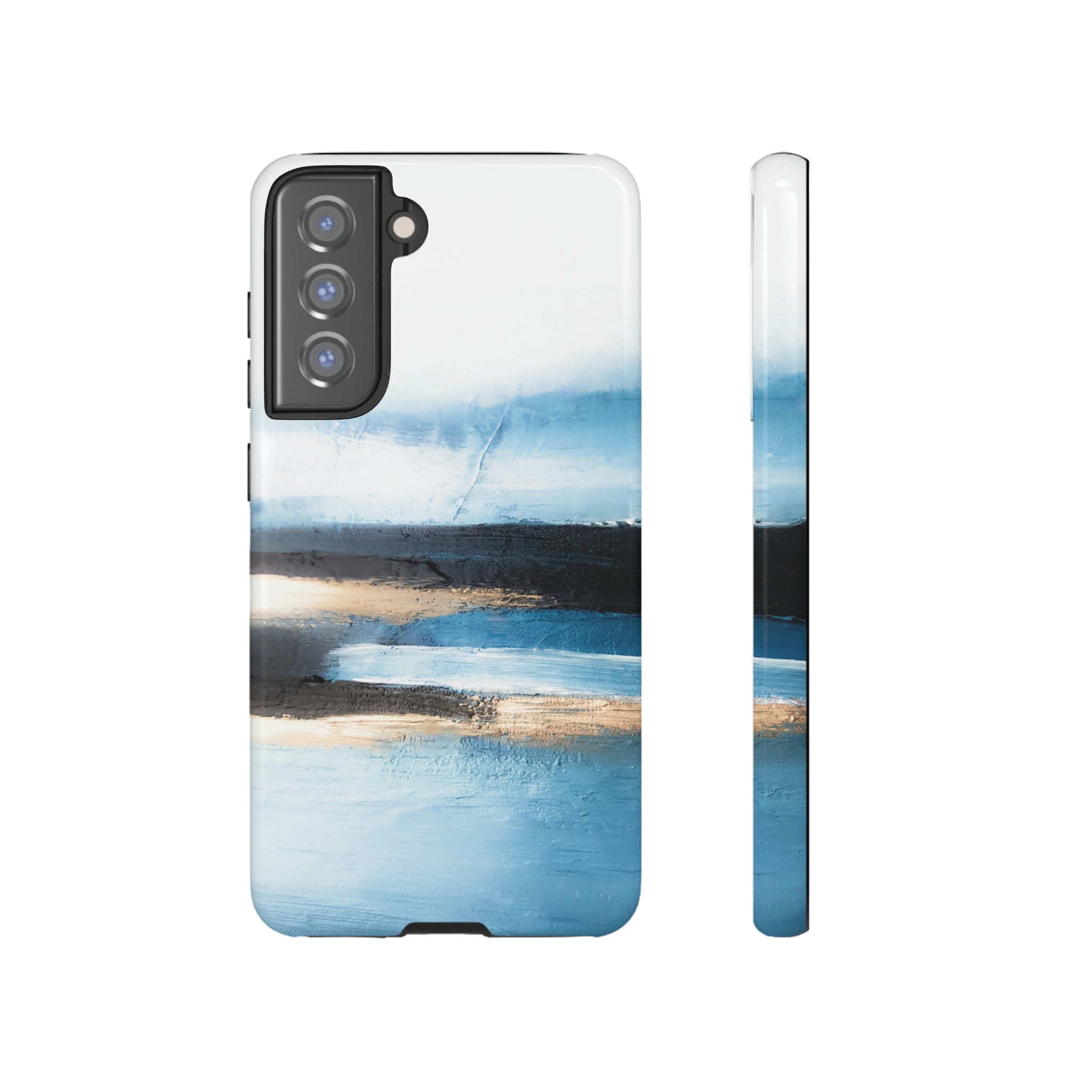 Abstract Blue Oil Painting Android Case (Protective) Samsung Galaxy S21 FE Glossy Phone Case