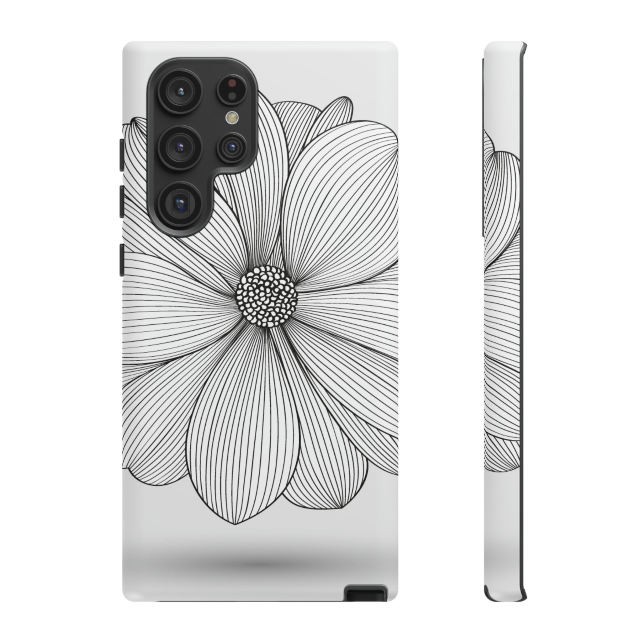 Black n White Dahlia Android Case (Protective) Samsung Galaxy S22 Ultra Matte Phone Case