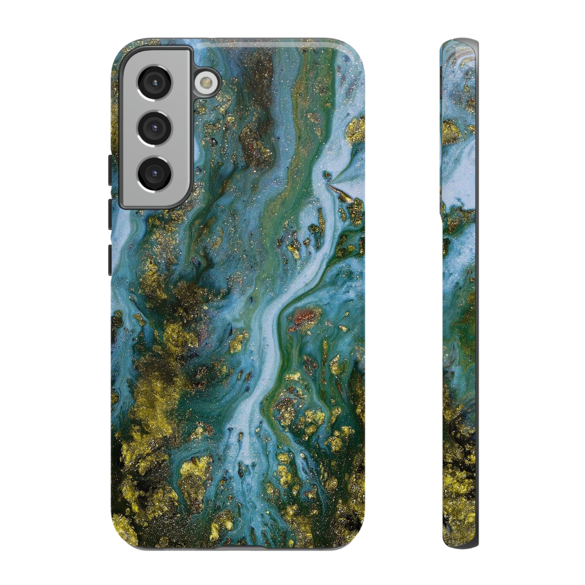 Ocean Blue Ink Art Android Case (Protective) Samsung Galaxy S22 Plus Glossy Phone Case