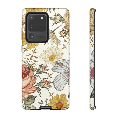 Linear Vintage Flower Samsung Case (Protective) Samsung Galaxy S20 Ultra Glossy Phone Case