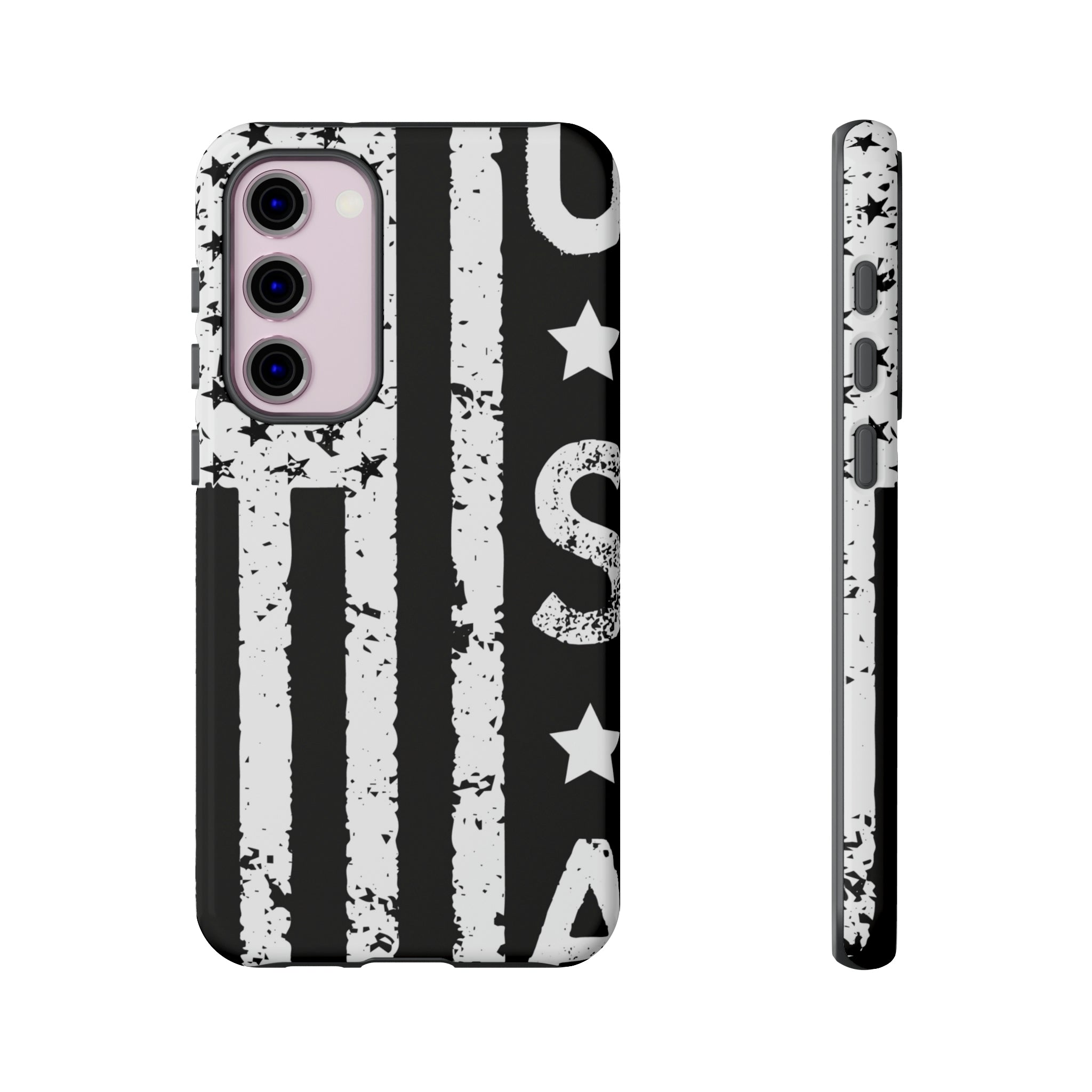 Black n White U.S Flag Android Case (Protective) Samsung Galaxy S23 Plus Glossy Phone Case