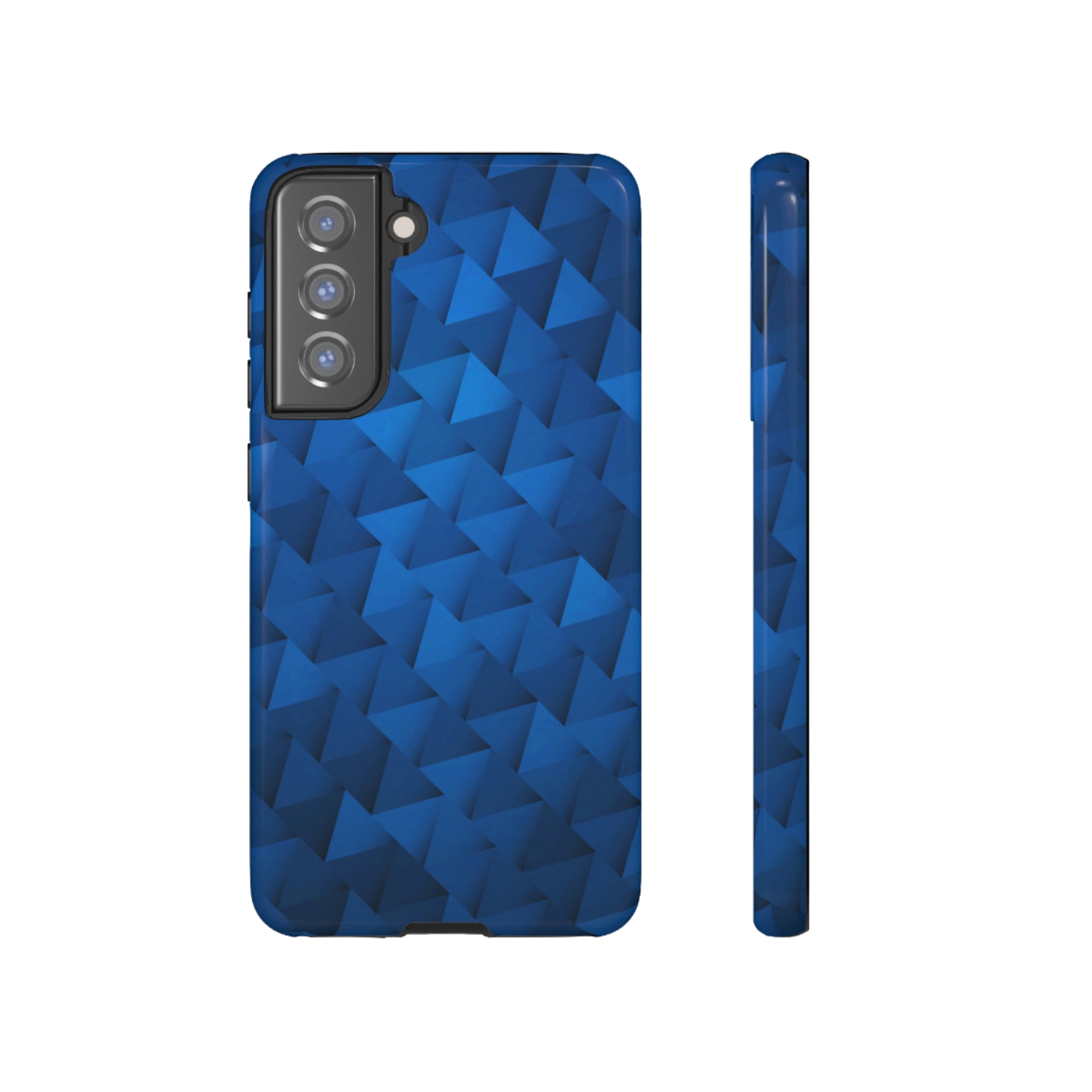 Blue Geometric Android Case (Protective) Samsung Galaxy S21 FE Glossy Phone Case