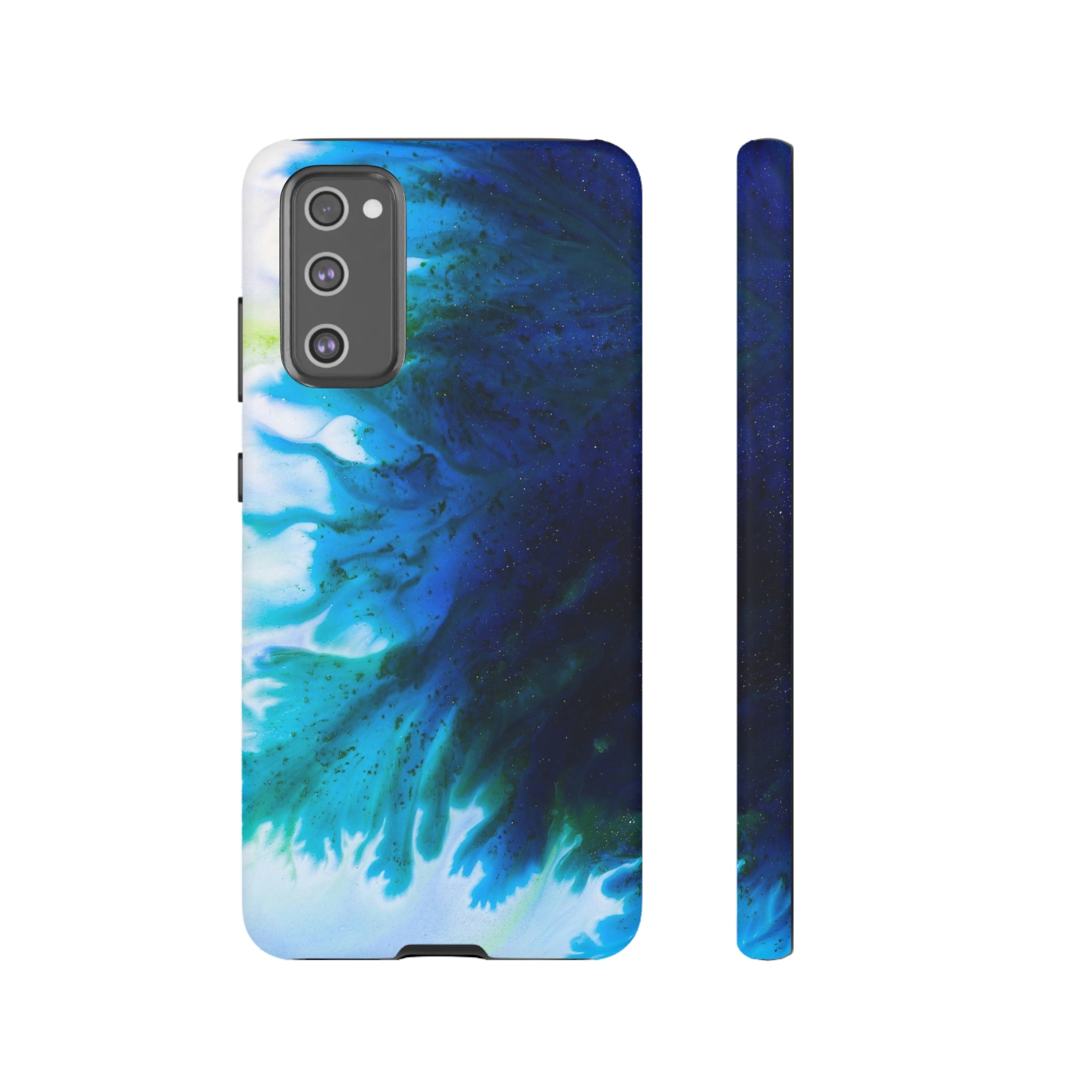 Blue Liquid Ink Art Android Case (Protective) Samsung Galaxy S20 FE Matte Phone Case