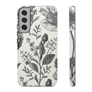 Poppy Gray Vintage Flower Samsung Case (Protective) Samsung Galaxy S22 Plus Glossy Phone Case