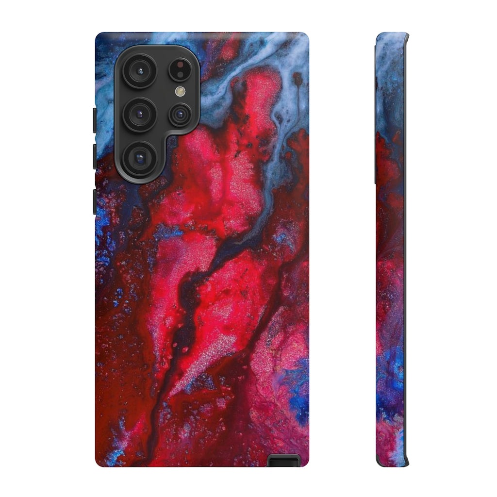 Neon Red Ink Art Android Case (Protective) Samsung Galaxy S22 Ultra Matte Phone Case