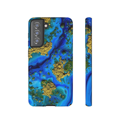 Blue Clear Ocean Ink Art Android Case (Protective) Samsung S21 FE Glossy Phone Case