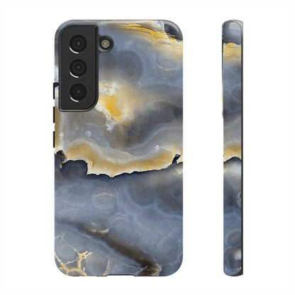 Marble Blue Gold Android Case (Protective) Samsung Galaxy S22 Glossy Phone Case