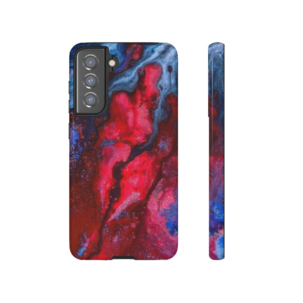 Neon Red Ink Art Android Case (Protective) Samsung S21 FE Glossy Phone Case