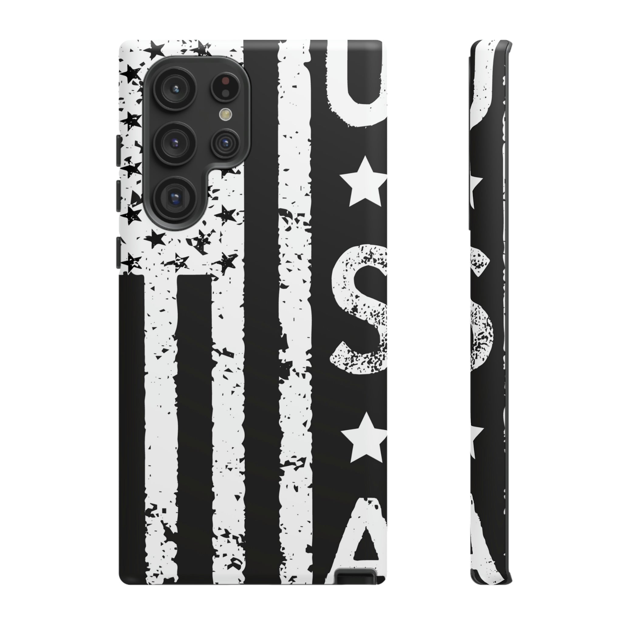 Black n White U.S Flag Android Case (Protective) Samsung Galaxy S22 Ultra Matte Phone Case