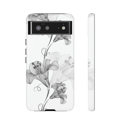 Lily Flower Monochrome Android Case (Protective) Google Pixel 6 Matte Phone Case