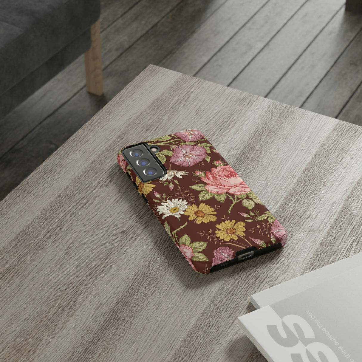 Dark red Vintage Flower Samsung Case (Protective) Phone Case