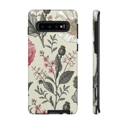 Poppy Pink Vintage Flower Samsung Case (Protective) Samsung Galaxy S10 Matte Phone Case