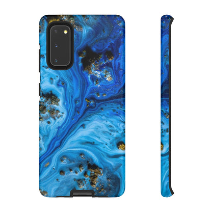 Blue Ice Melt Ink Art Android Case (Protective) Samsung Galaxy S20 Glossy Phone Case