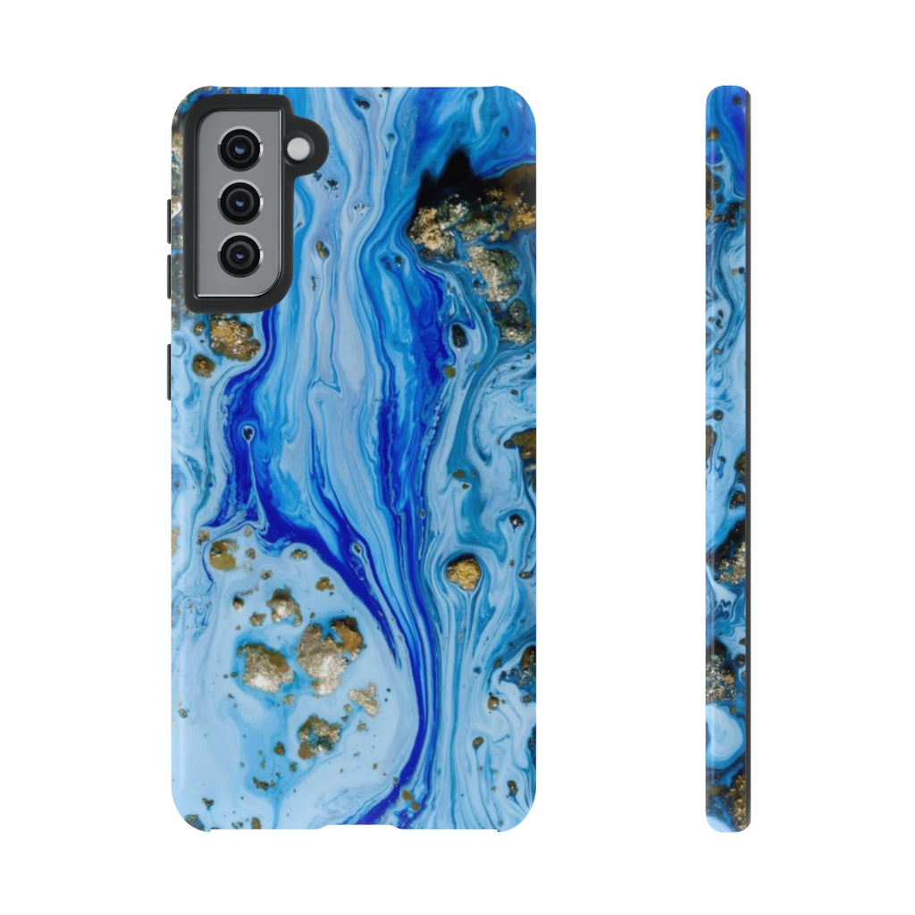 Blue Ice Ink Art Android Case (Protective) Samsung Galaxy S21 Plus Glossy Phone Case