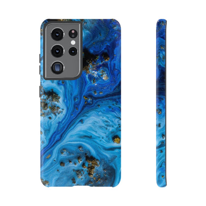 Blue Ice Melt Ink Art Android Case (Protective) Samsung Galaxy S21 Ultra Glossy Phone Case