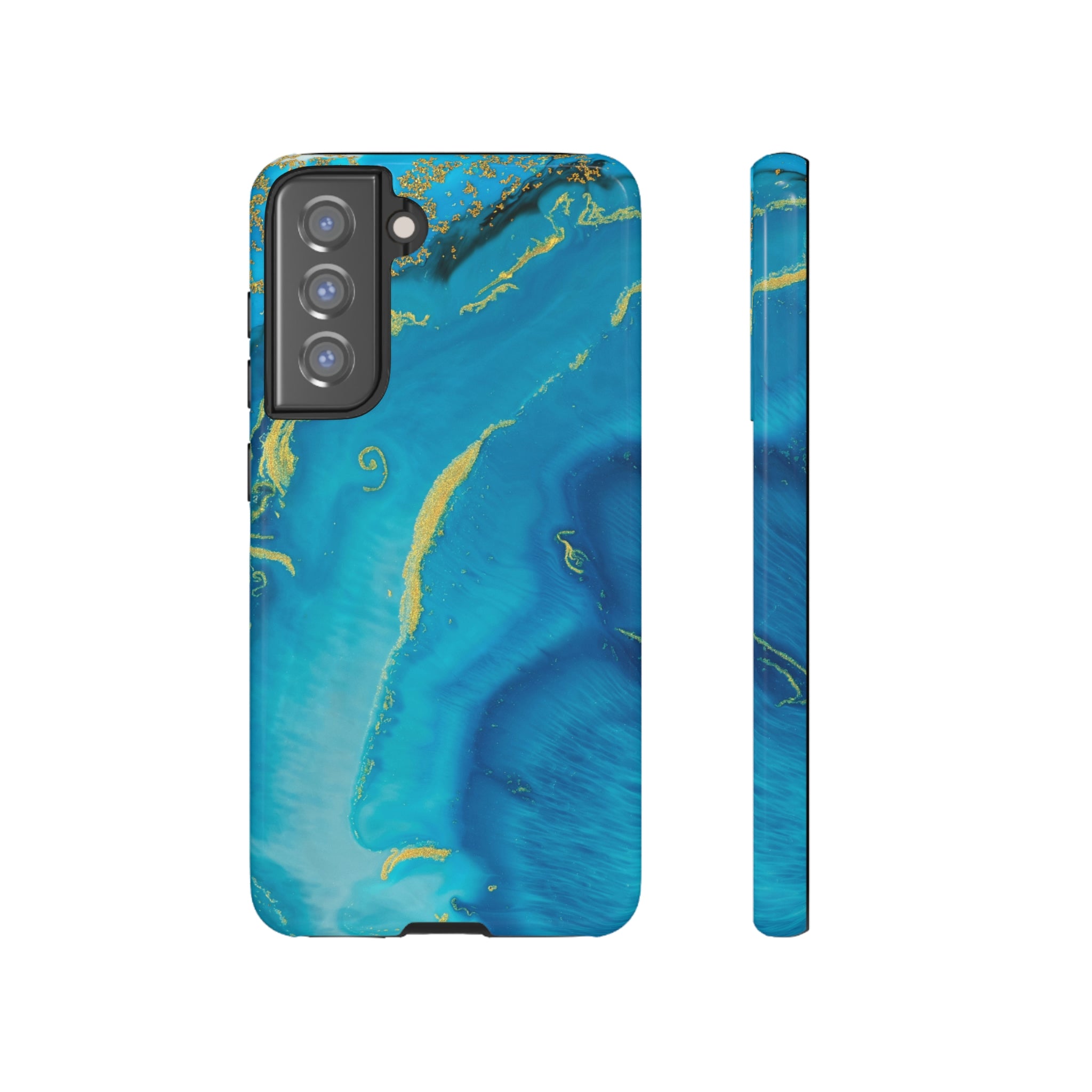 Blue Watercolor Android Case (Protective) Samsung Galaxy S21 FE Glossy Phone Case