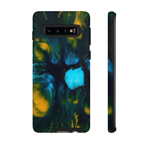 Blue Flower Ink Art Android Case (Protective) Samsung Galaxy S10 Glossy Phone Case