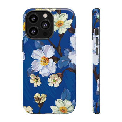 Elegant Flower on Blue iPhone Case (Protective) iPhone 13 Pro Glossy Phone Case