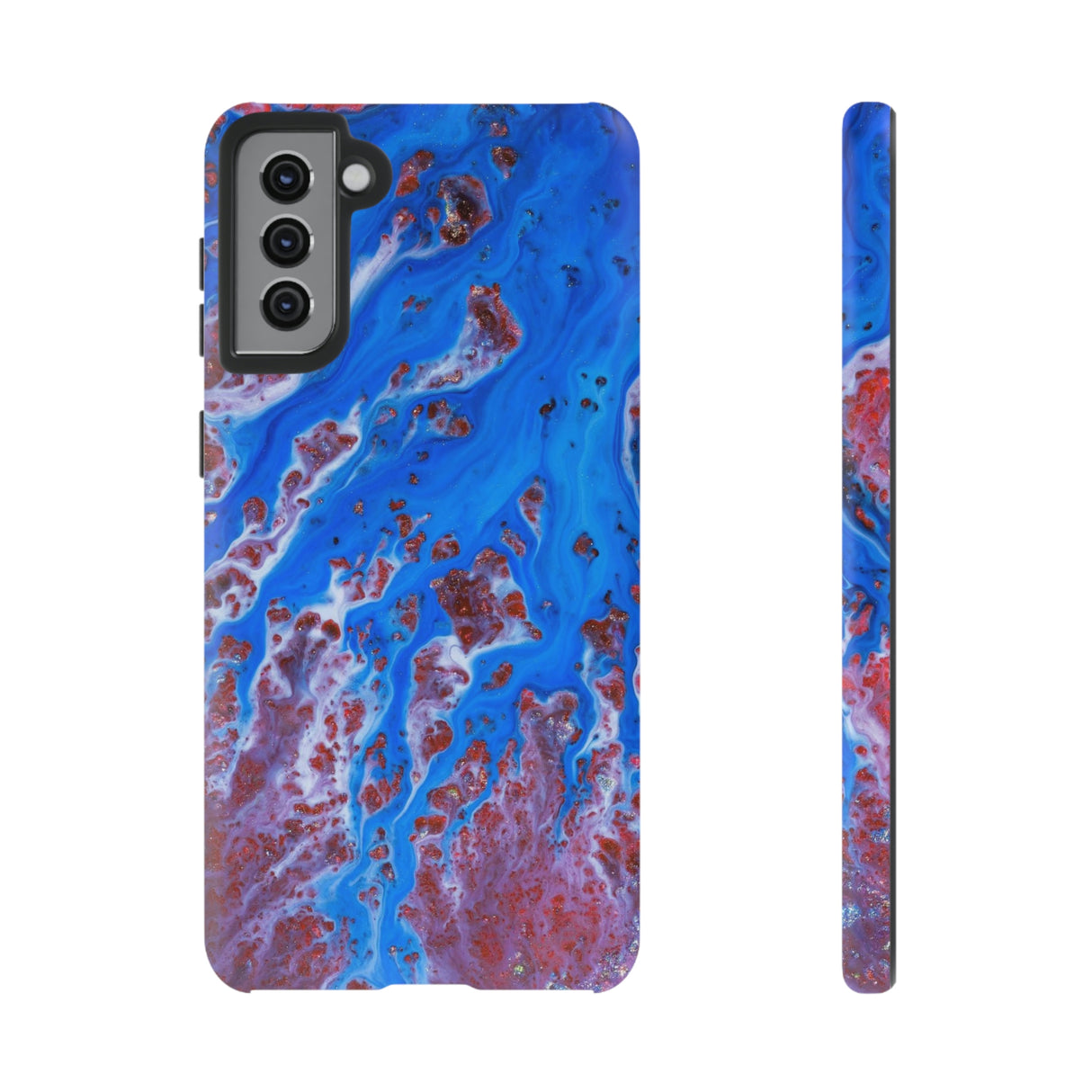 Bright Blue Ink Art Android Case (Protective) Samsung Galaxy S21 Plus Matte Phone Case