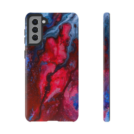 Neon Red Ink Art Android Case (Protective) Samsung Galaxy S21 Plus Glossy Phone Case