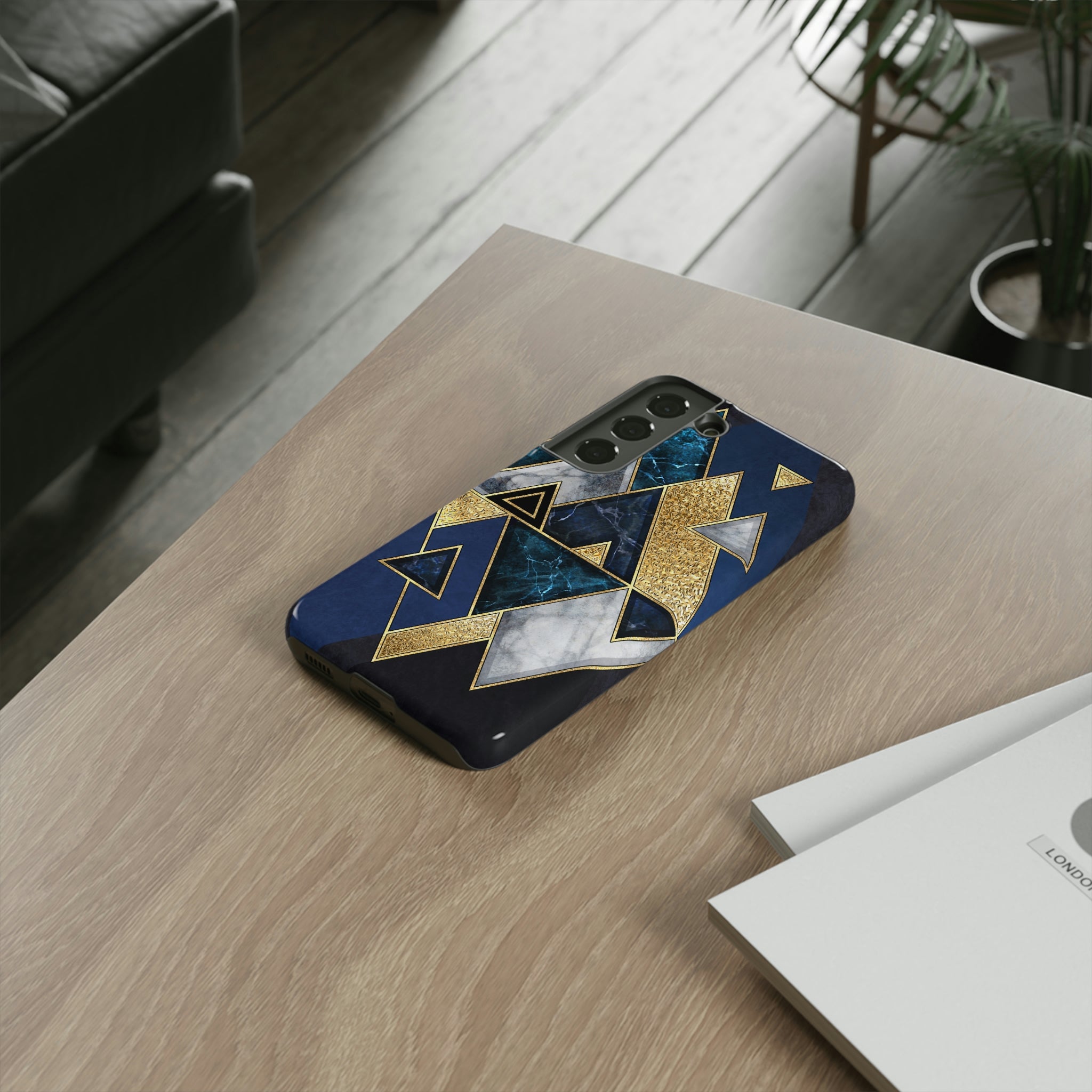 Dark Blue Geometric Android Case (Protective) Phone Case