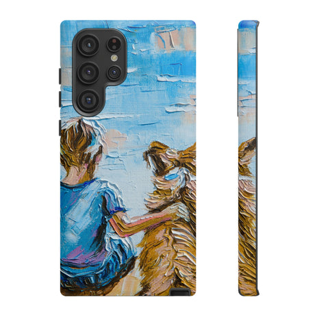 Boy with Dog Android Case (Protective) Samsung Galaxy S22 Ultra Matte Phone Case