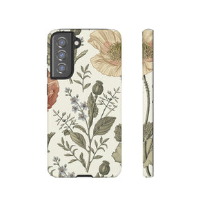 Poppy Brown Vintage Flower Samsung Case (Protective) Samsung Galaxy S21 FE Glossy Phone Case