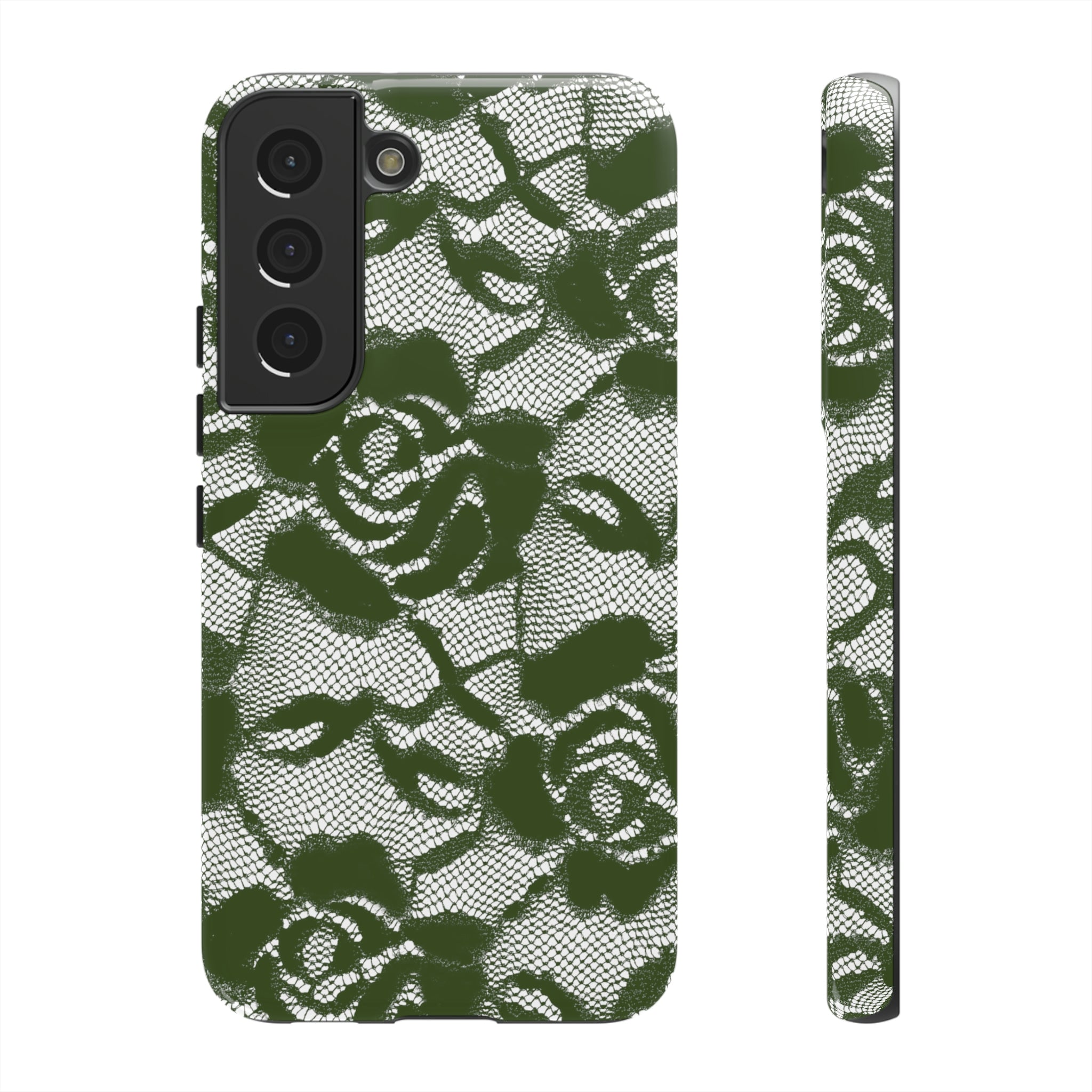 Green Rose Lace Gothic Flower Samsung Case (Protective) Samsung Galaxy S22 Glossy Phone Case