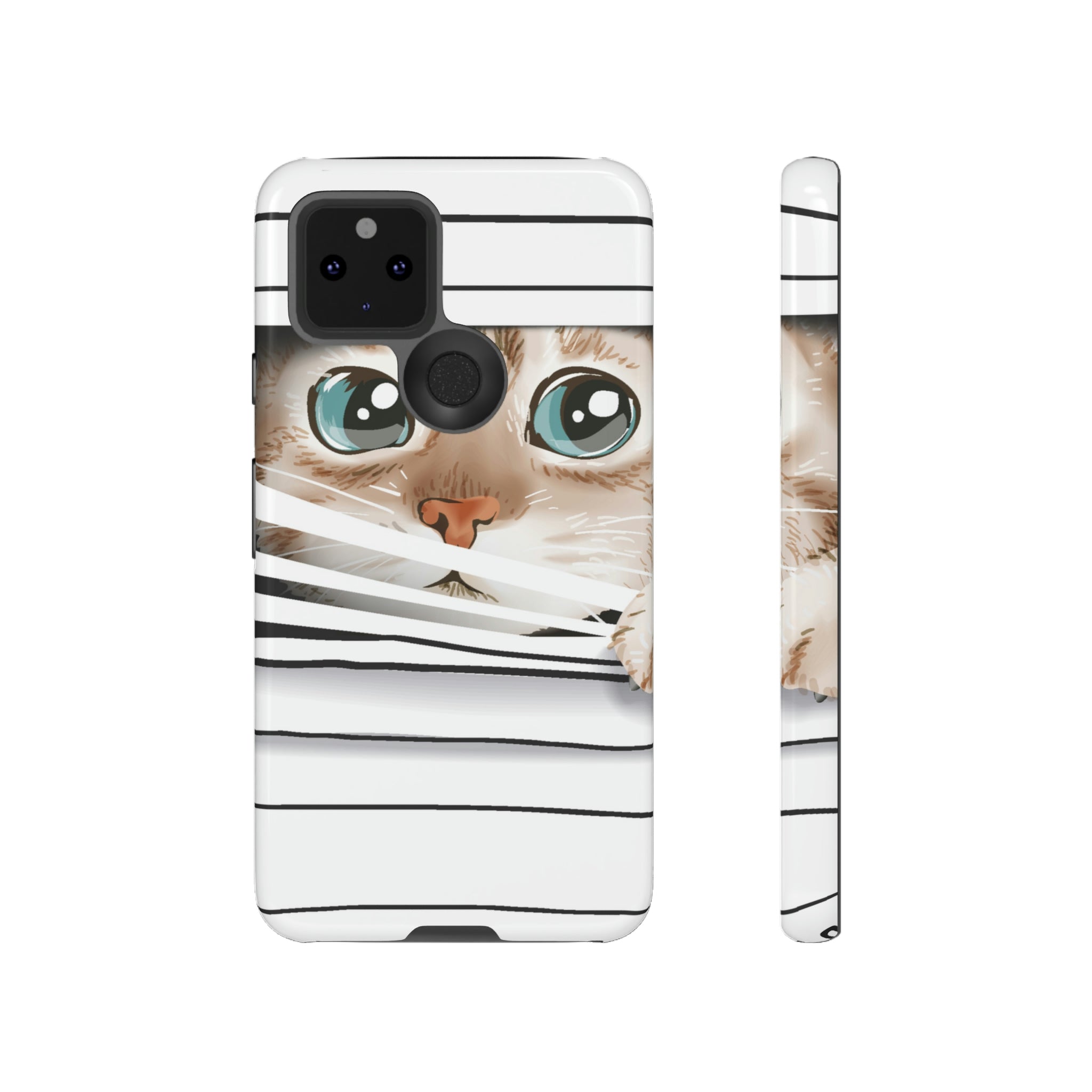 Cute Cat Window Android Case (Protective) Google Pixel 5 5G Glossy Phone Case