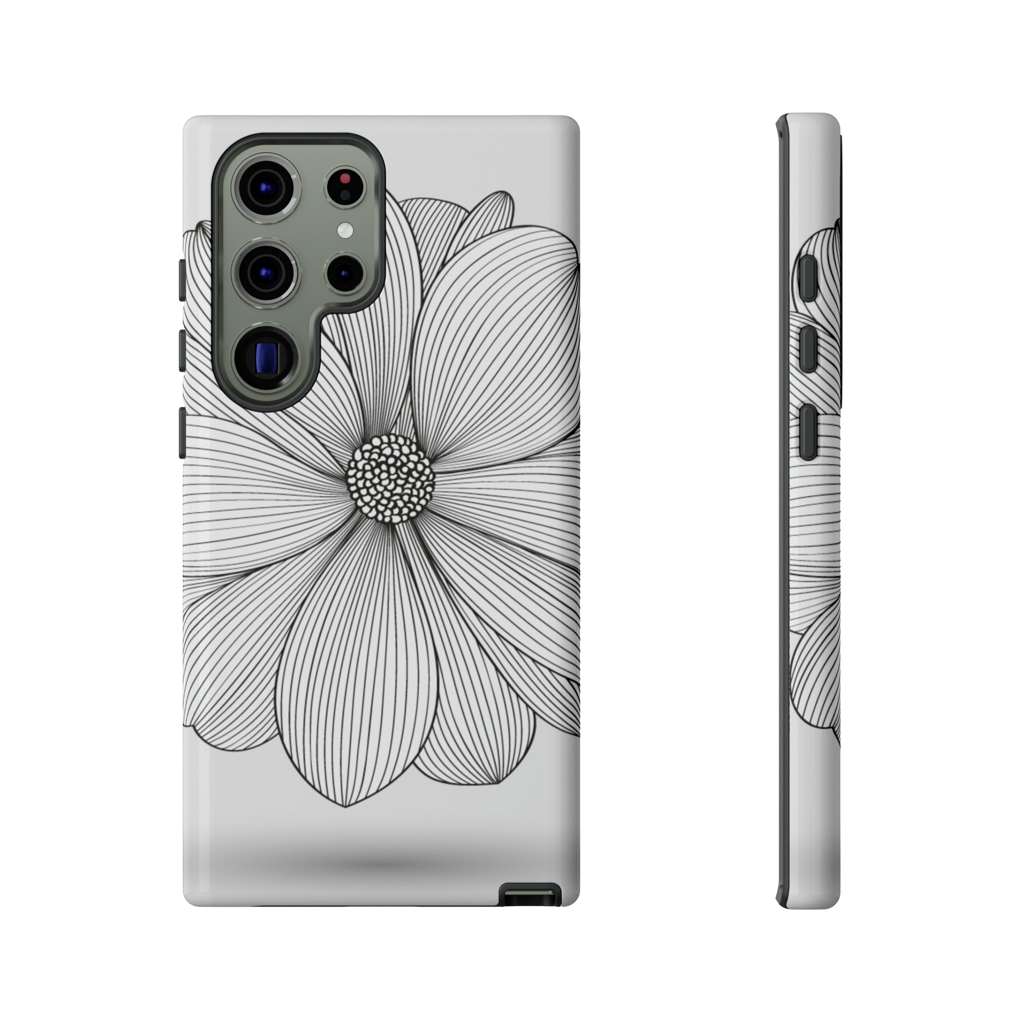 Black n White Dahlia Android Case (Protective) Samsung Galaxy S23 Ultra Glossy Phone Case