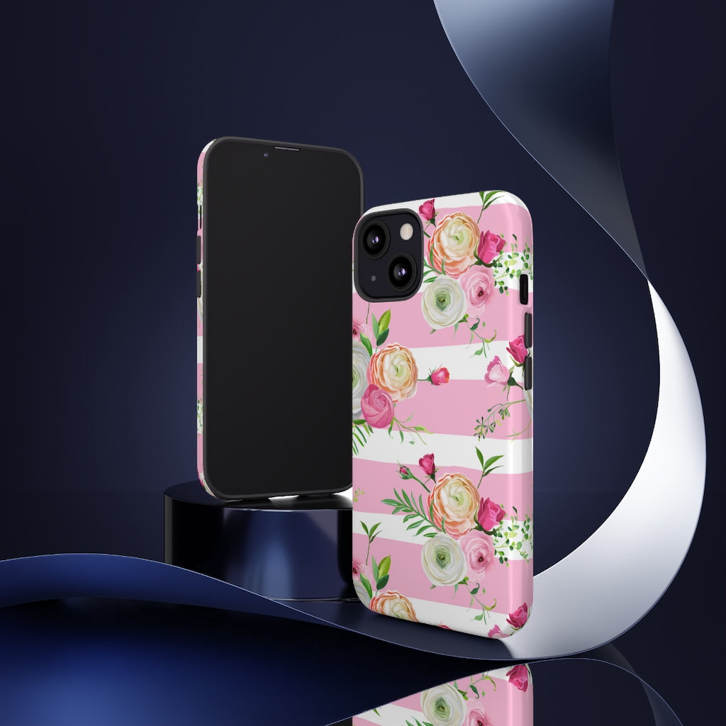 Pink Roses and Ranunculus Flowers iPhone Case (Protective) Phone Case